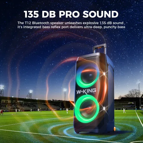 W-King - T12 - 370 Watt Bluetooth Party - Karaoke Speaker With Bass Boost