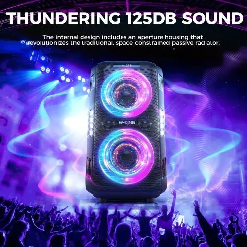 W-KING T9PRO 250W PEAK Large Bluetooth Speaker Loudest/Massive 120dB-12 Custom Bass, V5.3 Big Party Boombox Portable Speaker Wireless