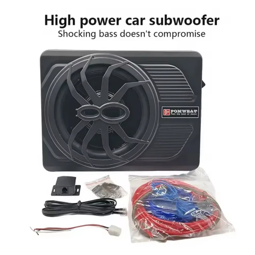 10" -  800W Slim Under Seat Powered Car Subwoofer with Built-in Amplifier for Car/Truck,New Upgrade with LED Ambient Lights