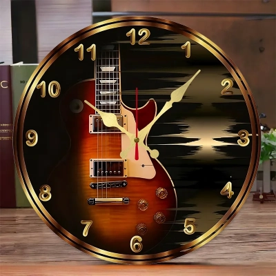 Electric Guitar Wooden Wall Clock