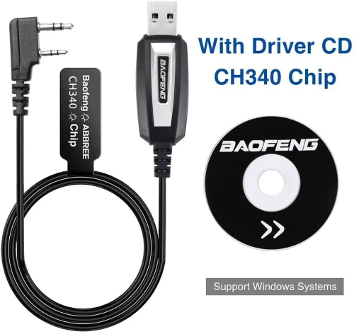 Original Baofeng USB Programming Cable With Driver CD for UV-5R BF-888S 5RH 82 UV 17 21 PRO Quansheng UV-K5 UV-K6 Walkie Talkies