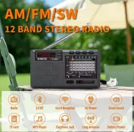 XHDATA D-368 Portable Stereo Radio FM AM SW MP3 Player with Bluetooth TF Card USB Playback 4Ω 3W Speaker Rechargeable Battery