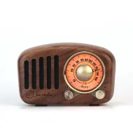 Portable Retro Wooden Walnut FM Radio Bluetooth Speaker Walnut Wooden FM Radio Old Fashioned Classic Style Support TF Card Or AUX Cable Play
